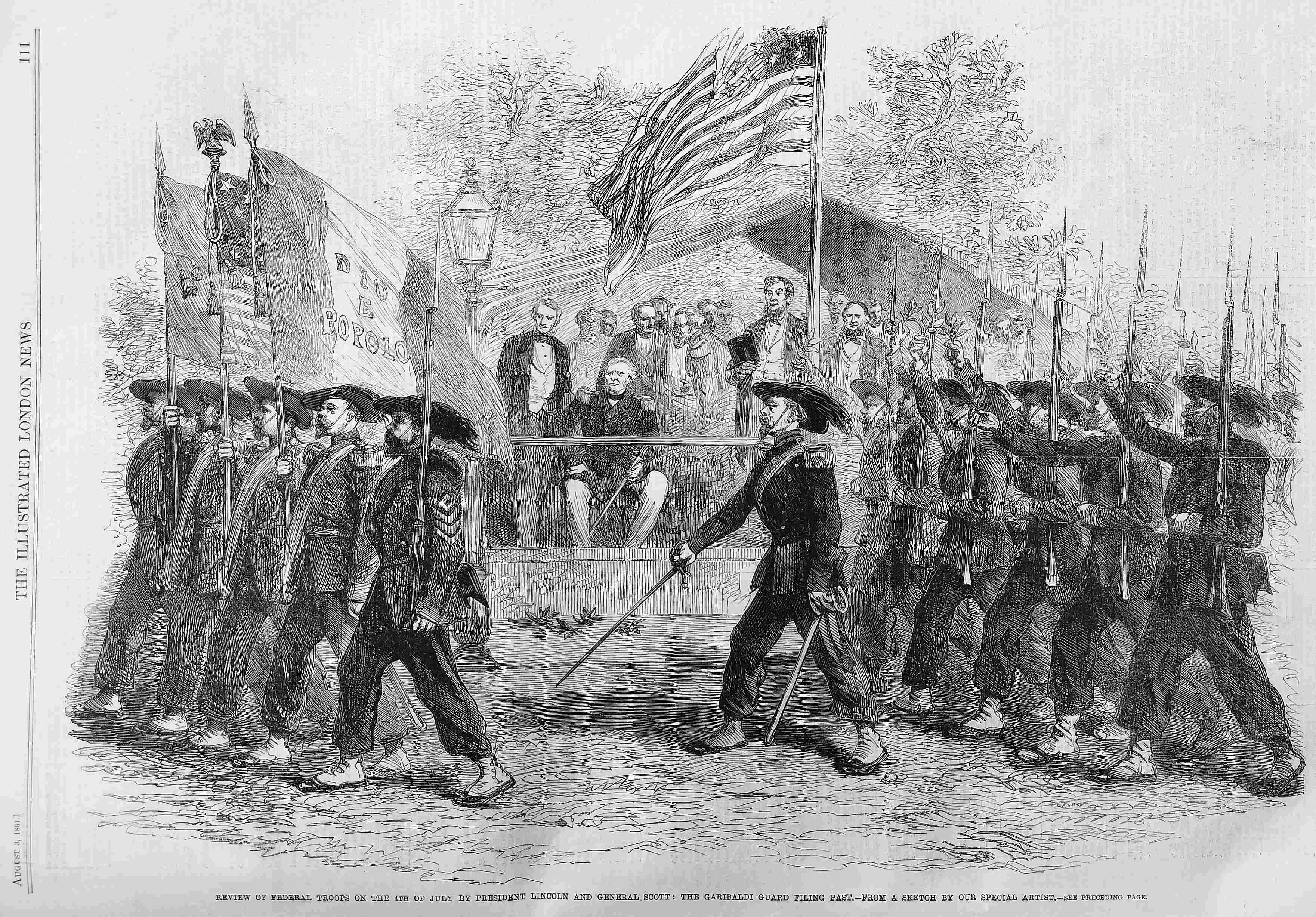 review of federal troops by President Lincoln